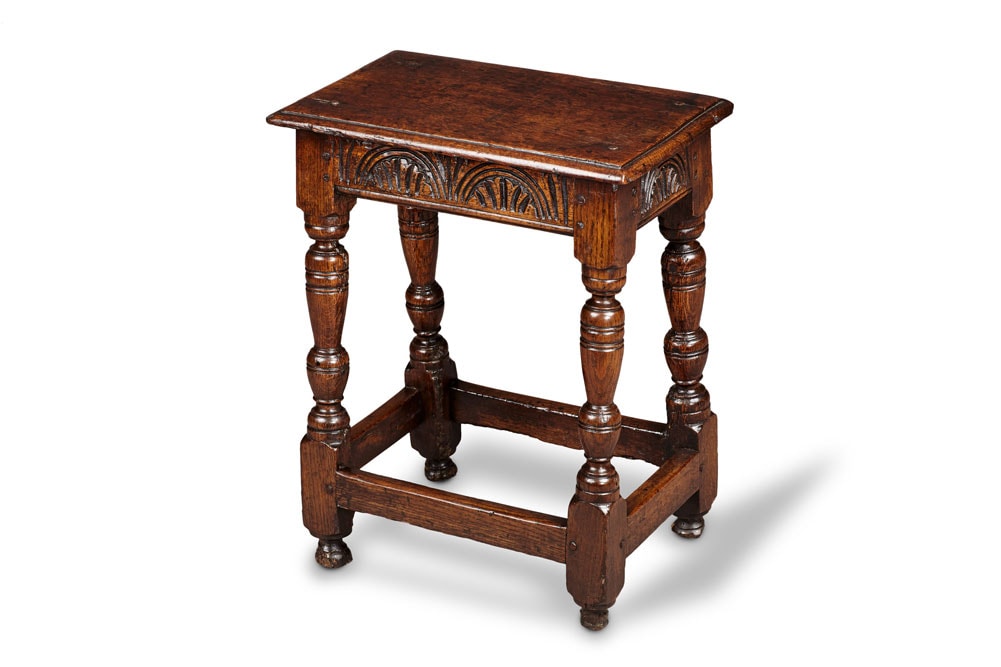 Charles I Oak Joined Stool, Gloucestershire, circa 1630-1640