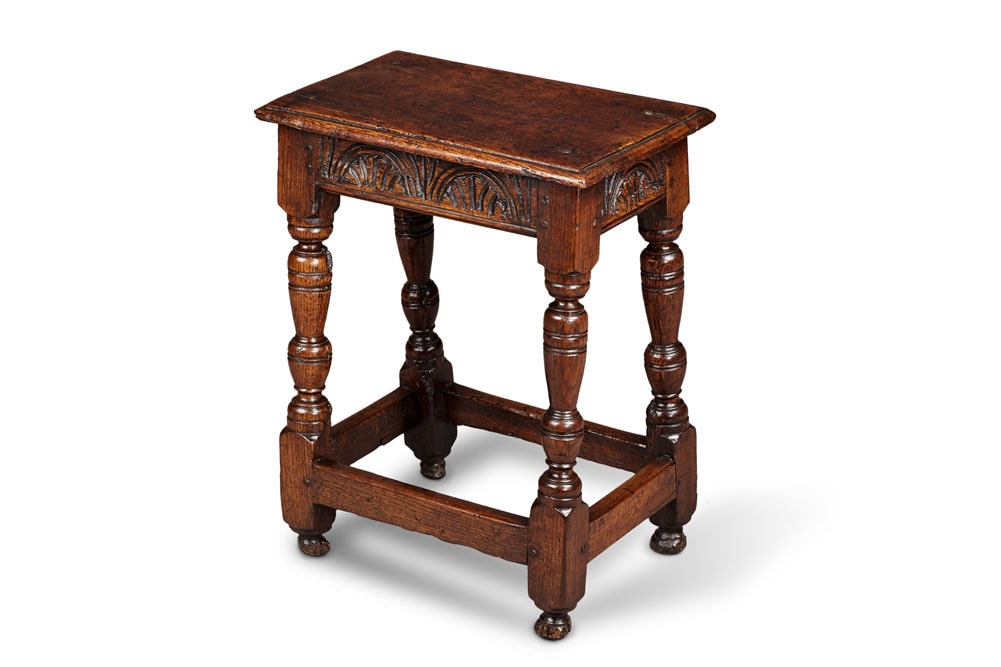 Charles I Oak Joined Stool, Gloucestershire, circa 1630-1640