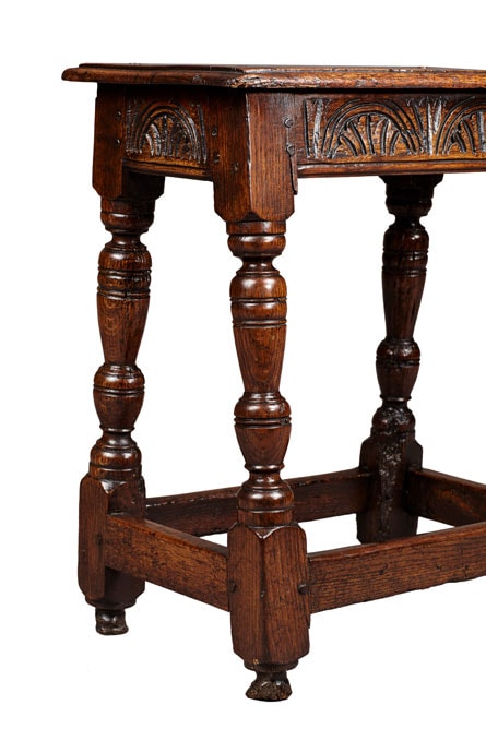 Charles I Oak Joined Stool, Gloucestershire, circa 1630-1640