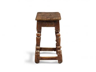Near Pair of Charles I Oak and Elm Joined Stools, Gloucestershire, circa 1630-1640