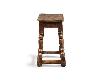 Near Pair of Charles I Oak and Elm Joined Stools, Gloucestershire, circa 1630-1640