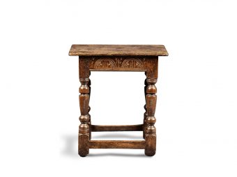 Near Pair of Charles I Oak and Elm Joined Stools, Gloucestershire, circa 1630-1640