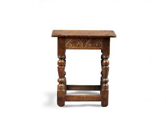 Near Pair of Charles I Oak and Elm Joined Stools, Gloucestershire, circa 1630-1640