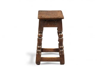 Near Pair of Charles I Oak and Elm Joined Stools, Gloucestershire, circa 1630-1640