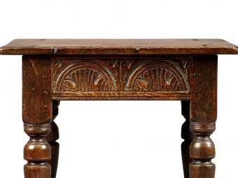 Near Pair of Charles I Oak and Elm Joined Stools, Gloucestershire, circa 1630-1640