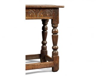 Near Pair of Charles I Oak and Elm Joined Stools, Gloucestershire, circa 1630-1640