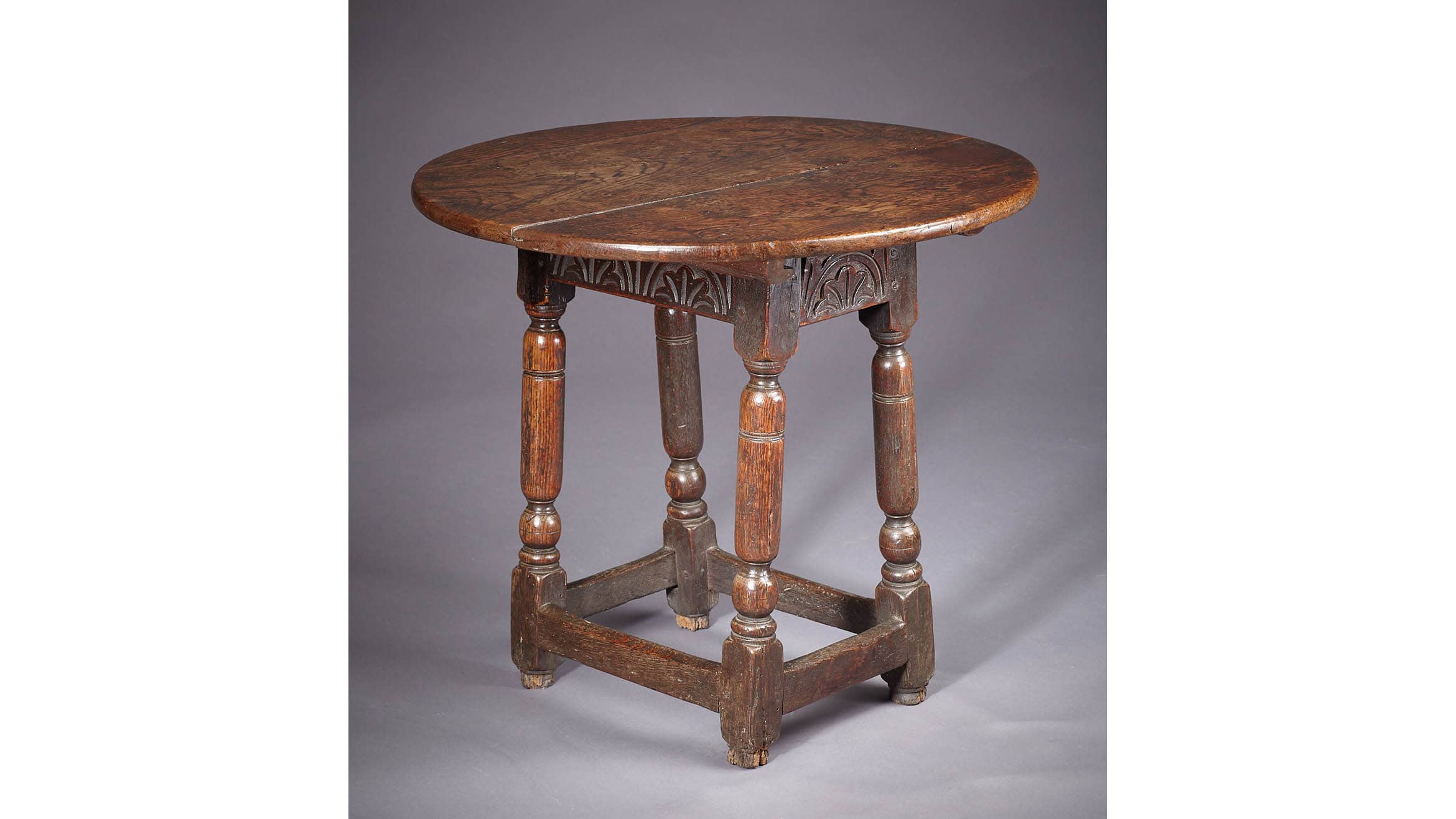 Rare Charles I / Commonwealth Oak Table Stool, English, circa 1640-1650