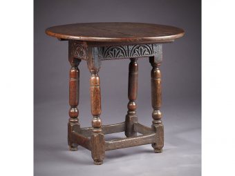 Rare Charles I / Commonwealth Oak Table Stool, English, circa 1640-1650