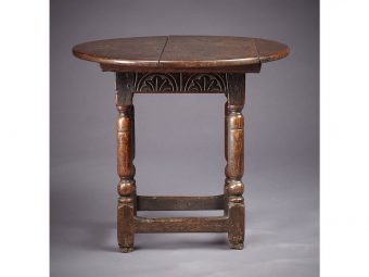 Rare Charles I / Commonwealth Oak Table Stool, English, circa 1640-1650