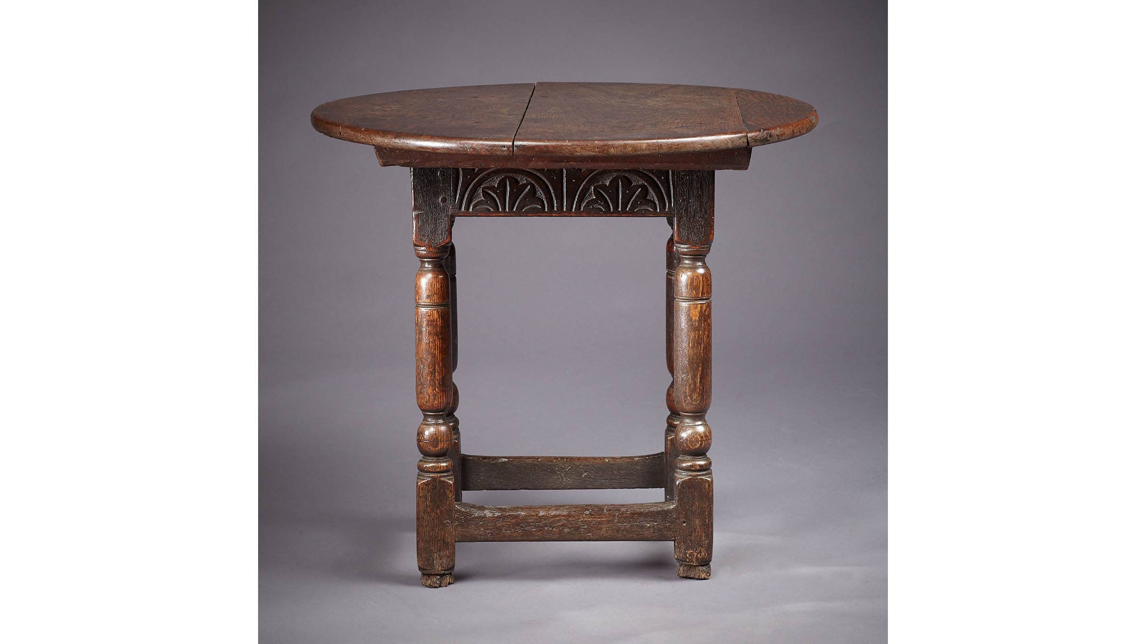 Rare Charles I / Commonwealth Oak Table Stool, English, circa 1640-1650