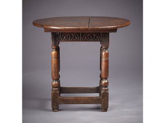 Rare Charles I / Commonwealth Oak Table Stool, English, circa 1640-1650
