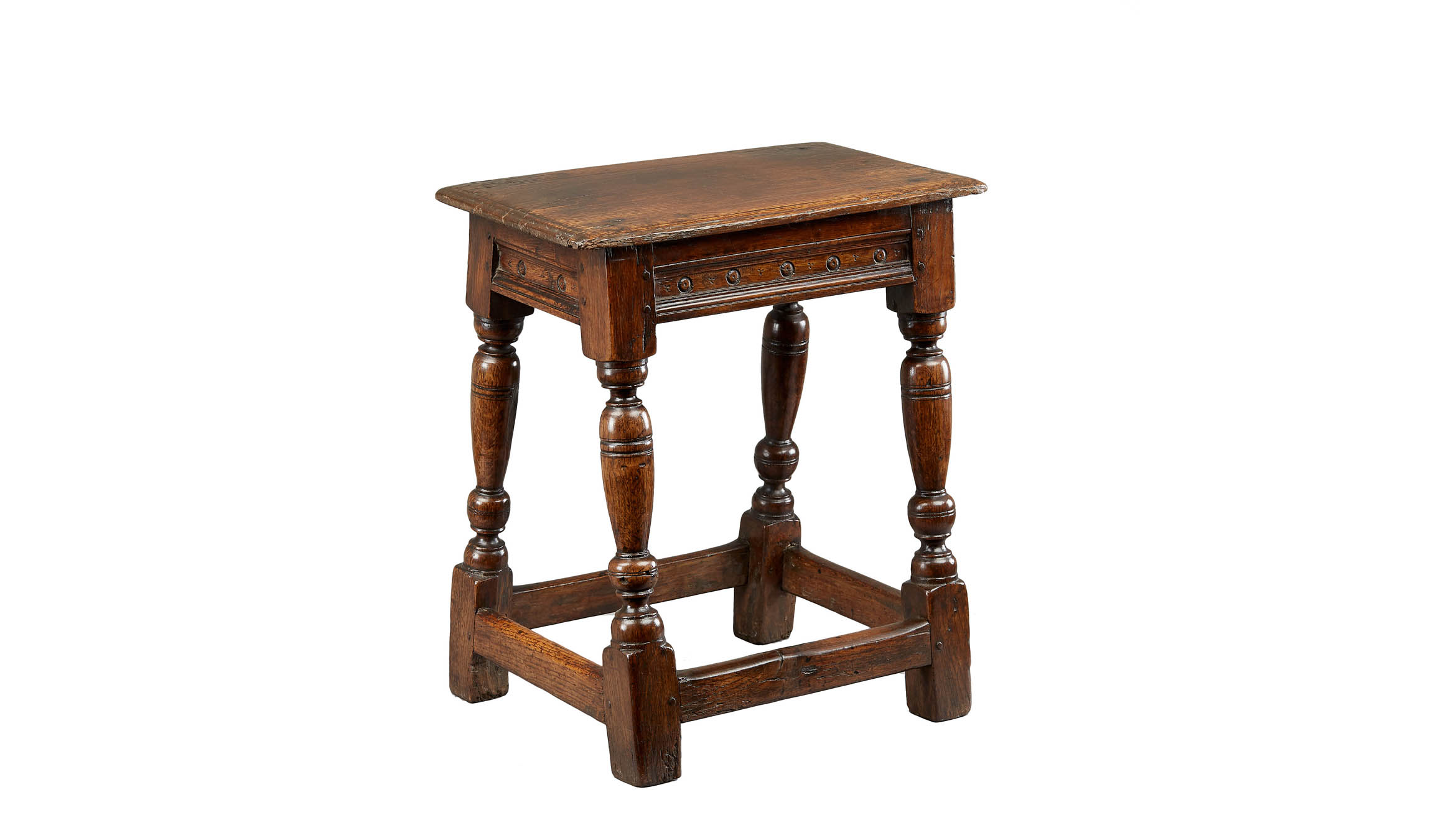 Late Elizabethan / James I Oak Joined Stool, English, circa 1600-1620