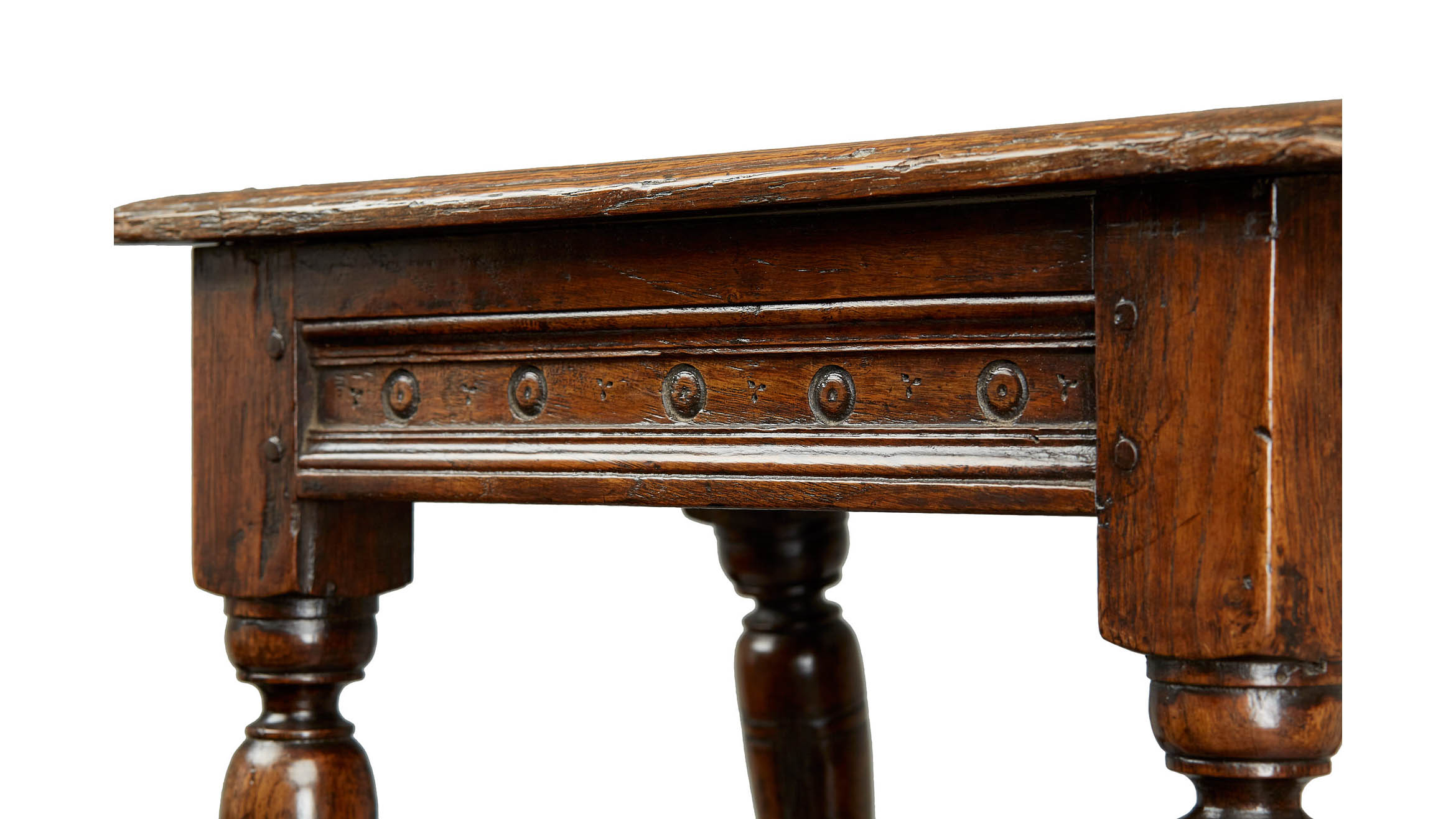 Late Elizabethan / James I Oak Joined Stool, English, circa 1600-1620