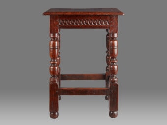 Charles I Oak 'S' Scroll Stool, Gloucesterhire, English, circa 1630