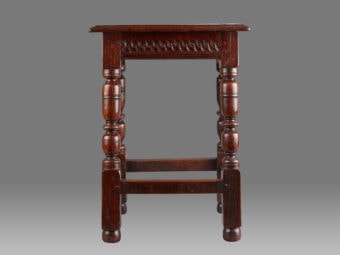 Charles I Oak 'S' Scroll Stool, Gloucesterhire, English, circa 1630