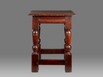 James I Oak Tapered Baluster Leg Stool, England, circa 1620