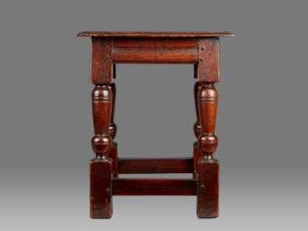 James I Oak Tapered Baluster Leg Stool, England, circa 1620