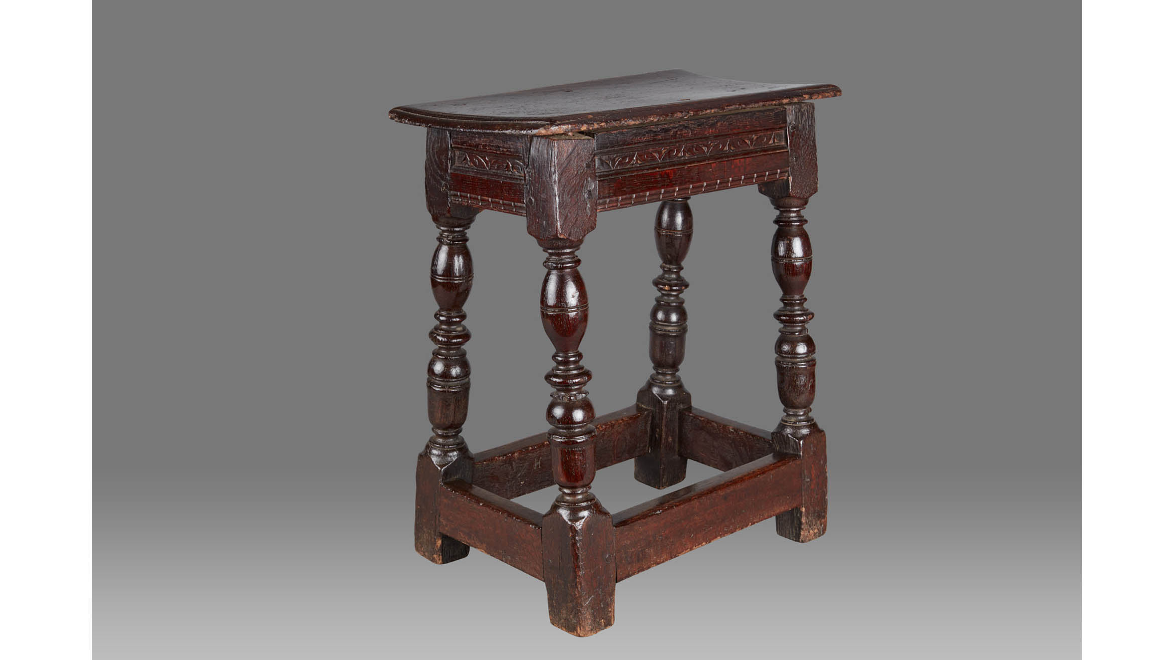 Commonwealth / Charles II Oak Derbyshire Stool, English, circa 1650-1660