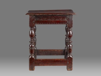 Commonwealth / Charles II Oak Derbyshire Stool, English, circa 1650-1660