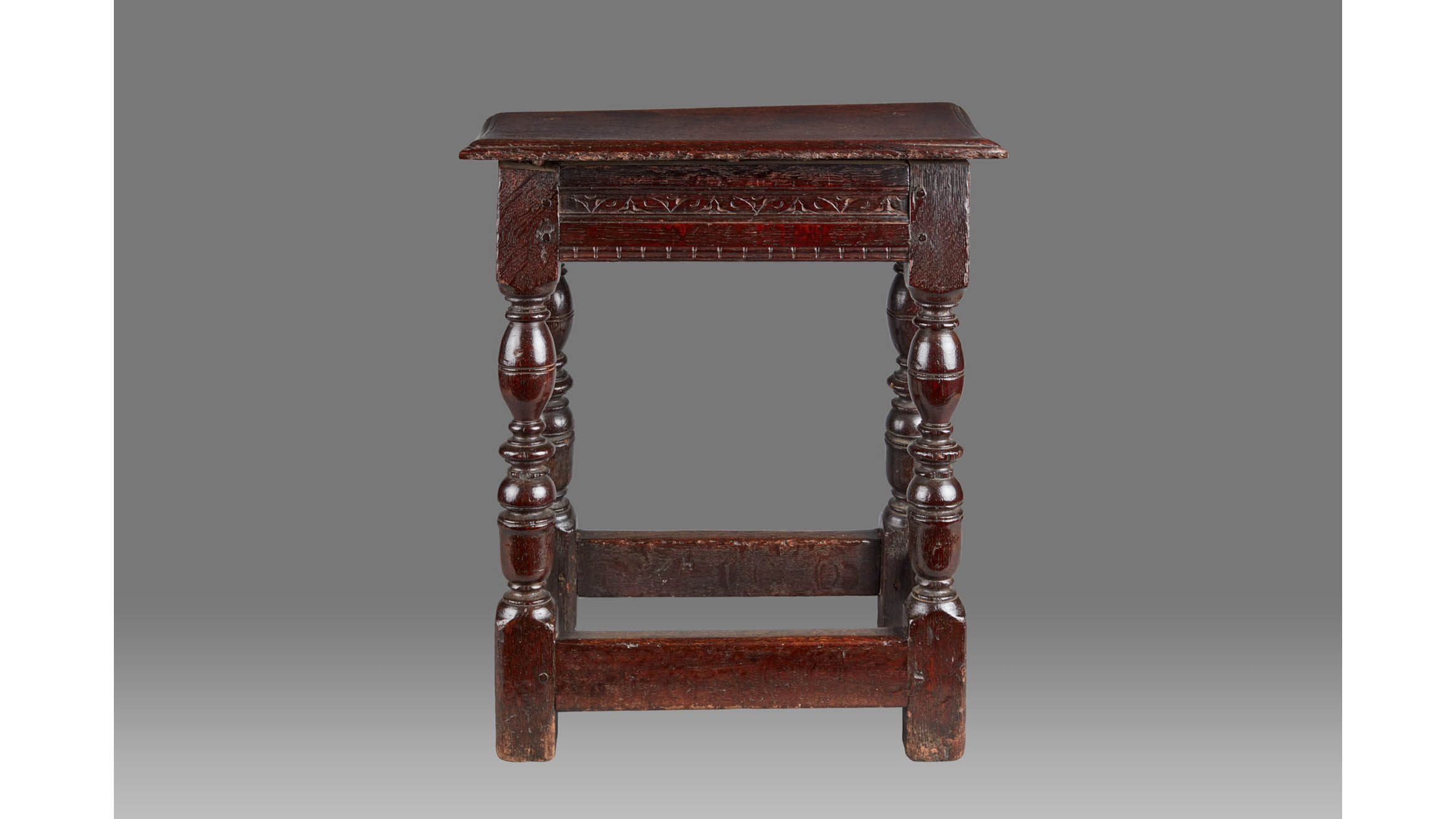 Commonwealth / Charles II Oak Derbyshire Stool, English, circa 1650-1660