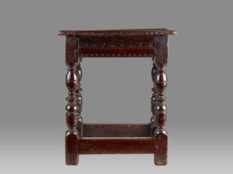 Commonwealth / Charles II Oak Derbyshire Stool, English, circa 1650-1660