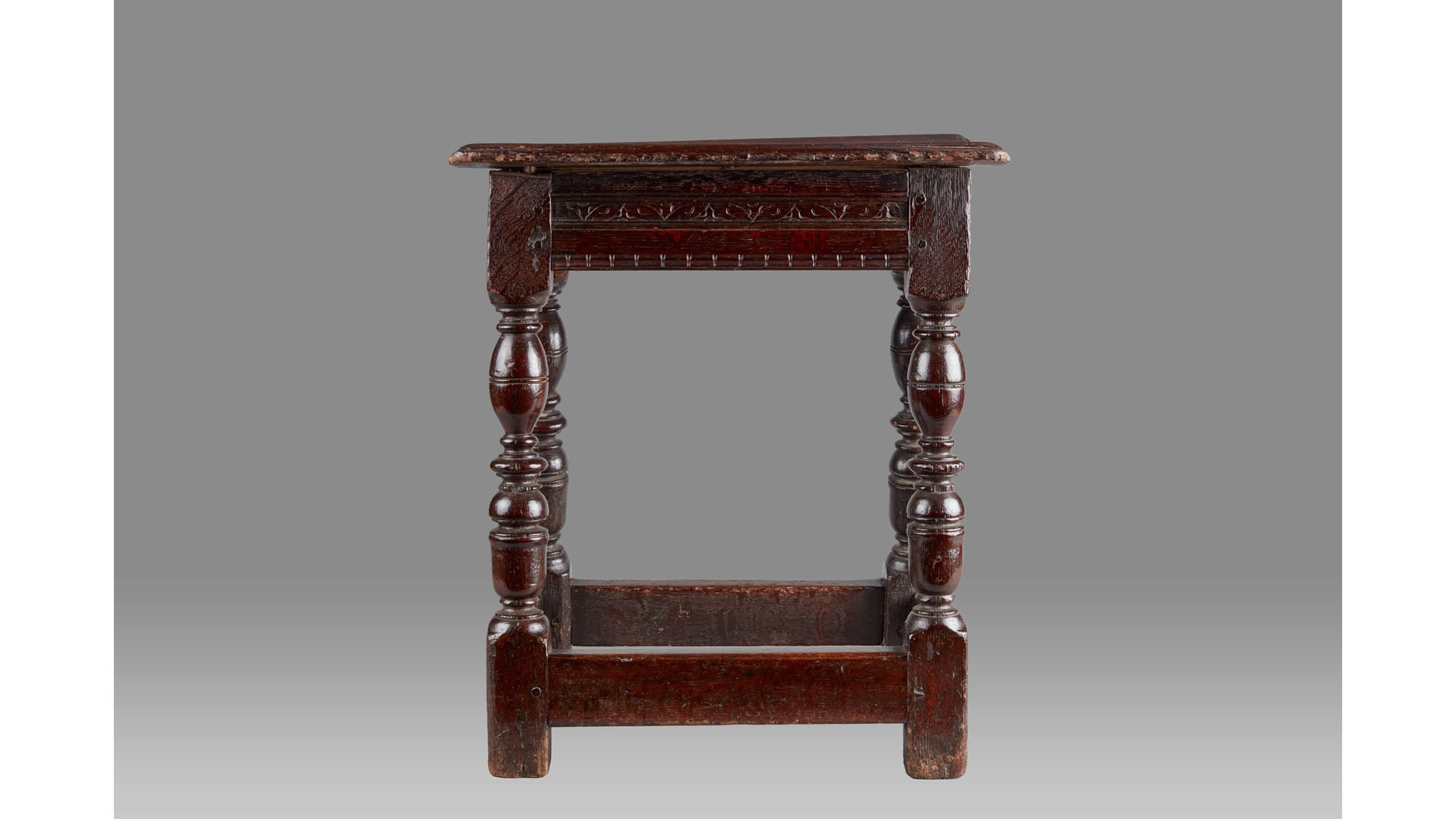 Commonwealth / Charles II Oak Derbyshire Stool, English, circa 1650-1660