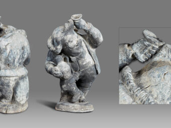 Late 18th Century Lead Figure of a Drinking Man, English, circa 1780-1800