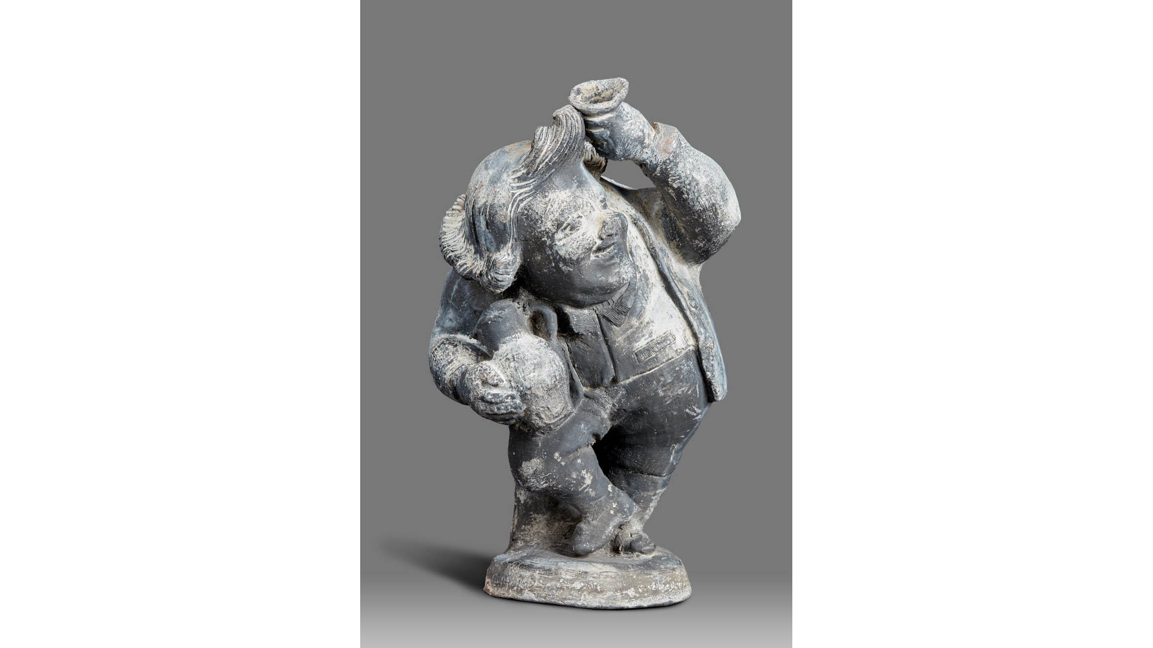 Late 18th Century Lead Figure of a Drinking Man, English, circa 1780-1800