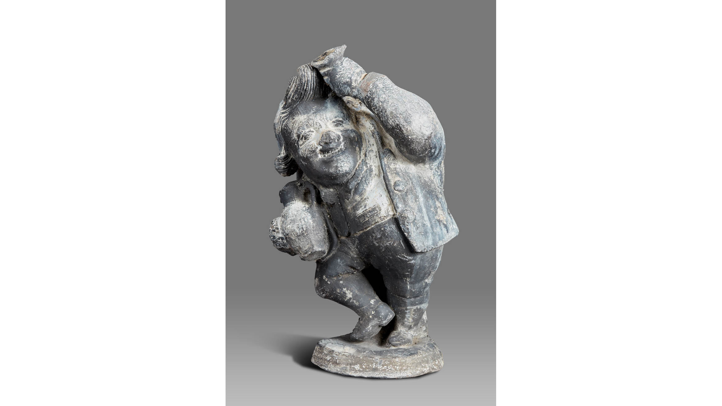 Late 18th Century Lead Figure of a Drinking Man, English, circa 1780-1800
