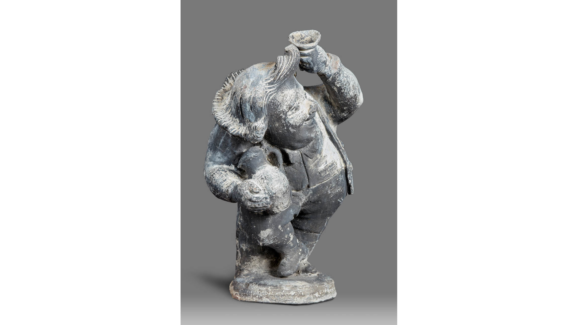 Late 18th Century Lead Figure of a Drinking Man, English, circa 1780-1800
