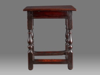 William and Mary Oak and Ash Joined Stool, Welsh, circa 1690