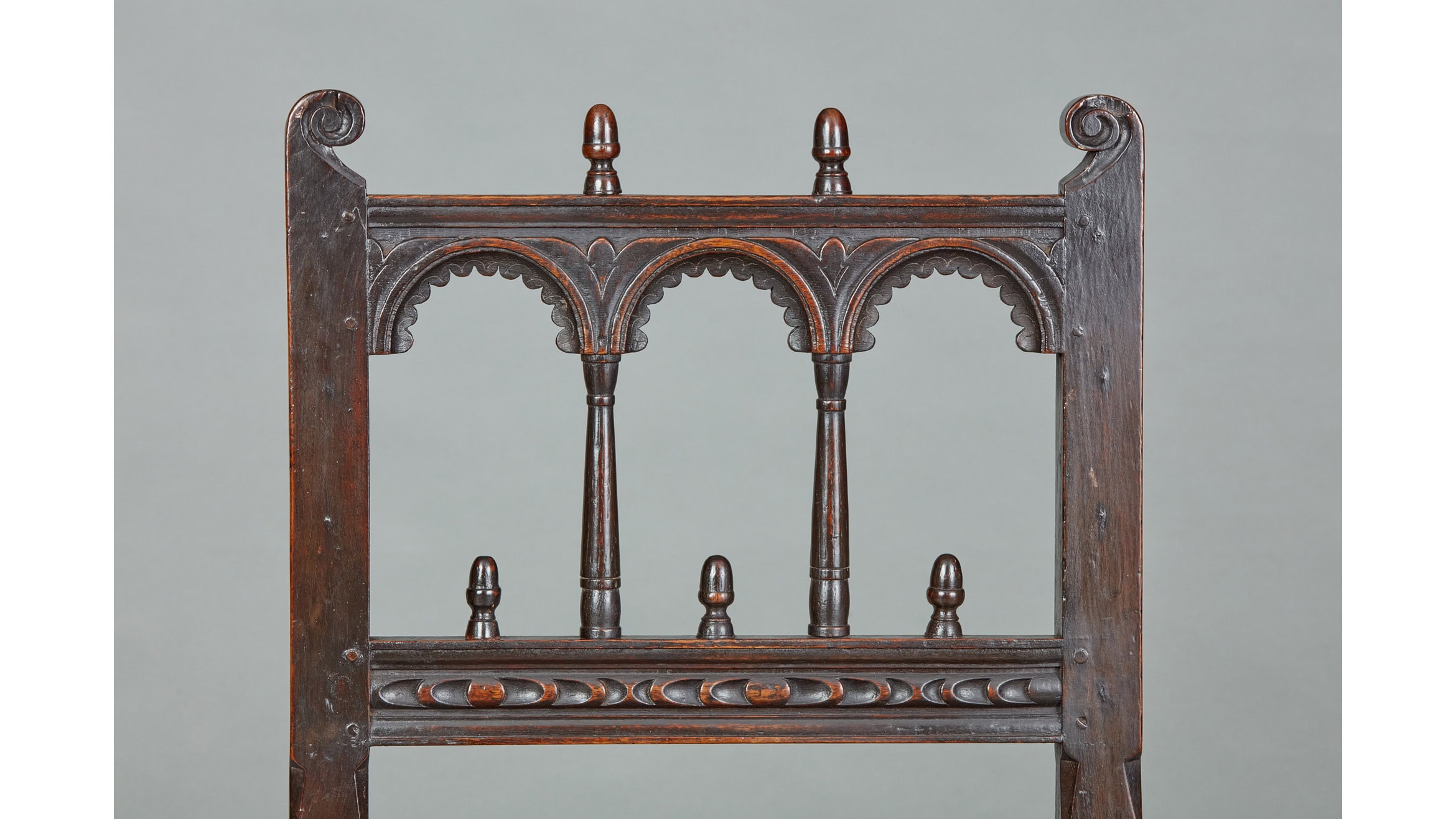 Fine Charles II Oak Triple Arcaded Single Chair, Derbyshire, circa 1650-1660 - Image 4
