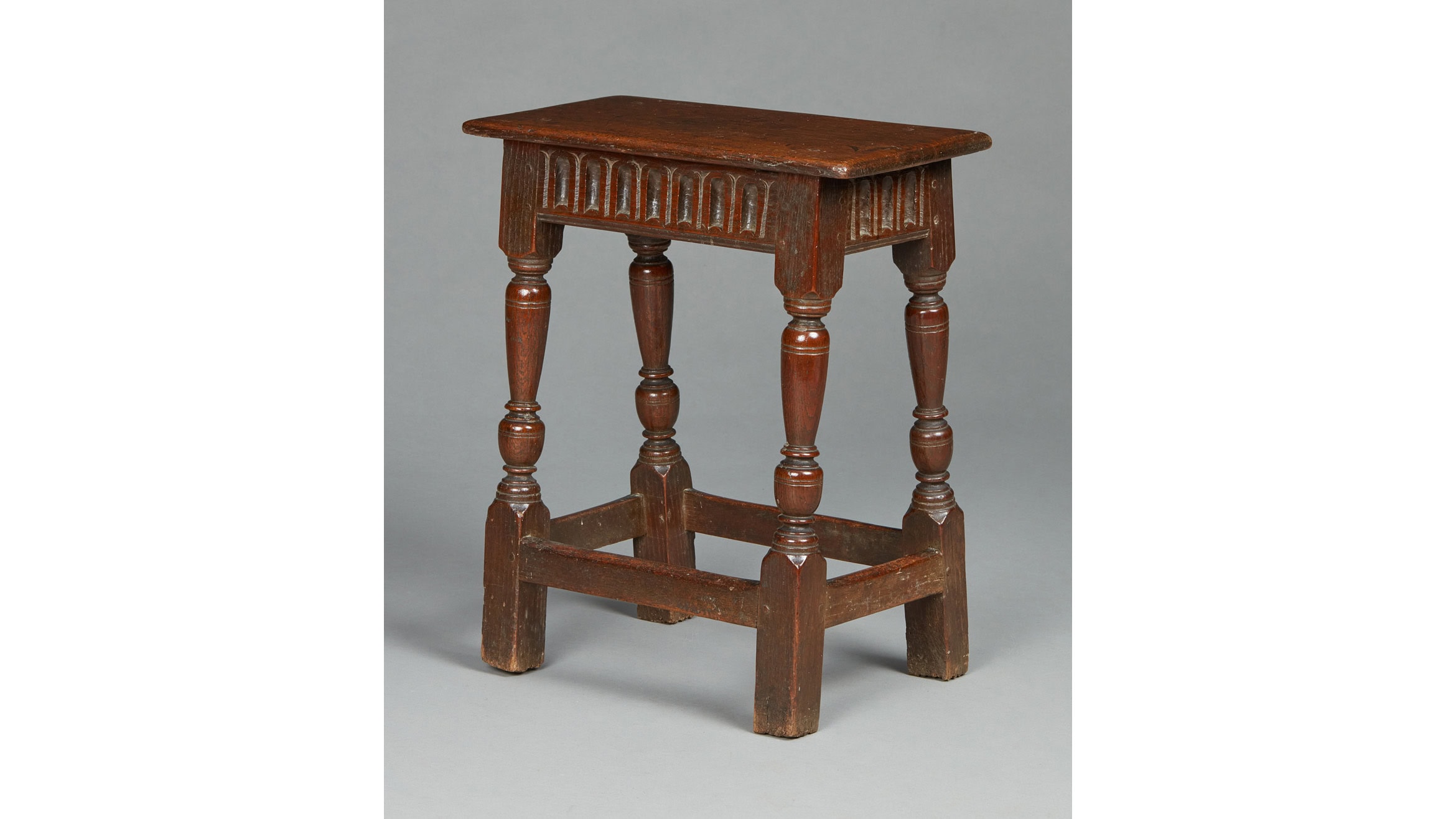 Fine Elizabethan Oak Nulled Frieze Joined Stool, circa 1590-1600