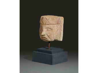Medieval 14th to 15th Century Mayan Sandstone Head, circa 1380-1480 - Image 3