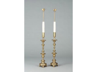 Pair of Late 18th / Early 19th Century Tall Brass Altar Candlesticks, circa 1790-1800 - Image 2