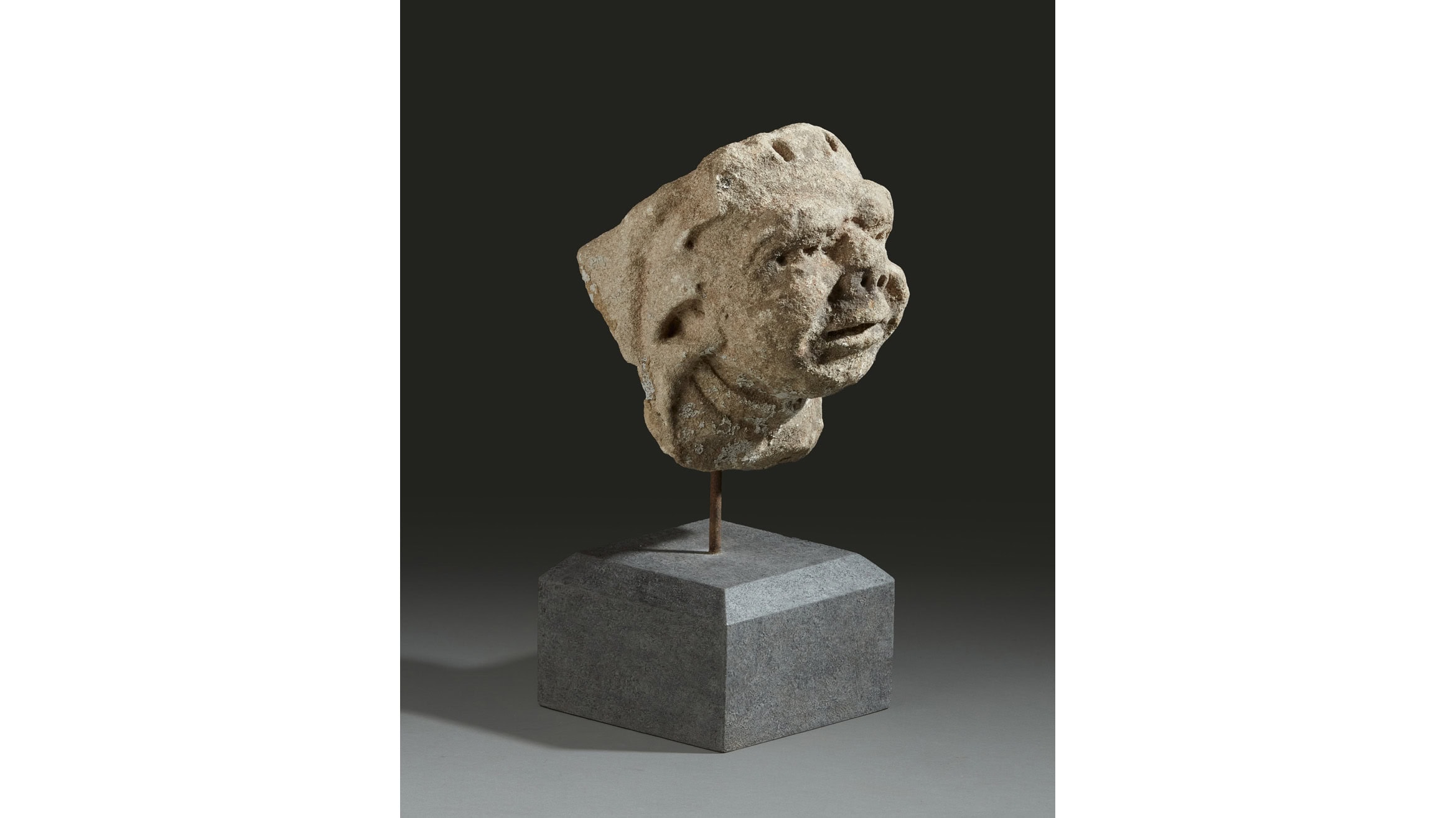 Small 15th Century Oolitic Label Stop Corbel Head, English, circa 1430-1450